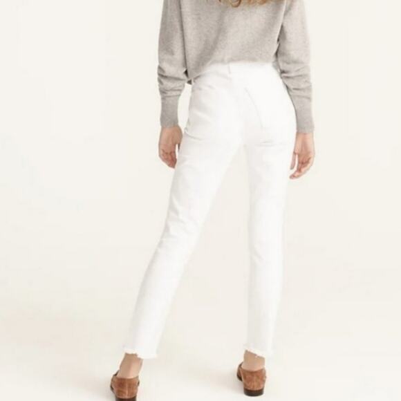 J. Crew Petite Slim Boyfriend Jean in White 29 Tall Distressed Crop Denim Summer - Picture 10 of 11